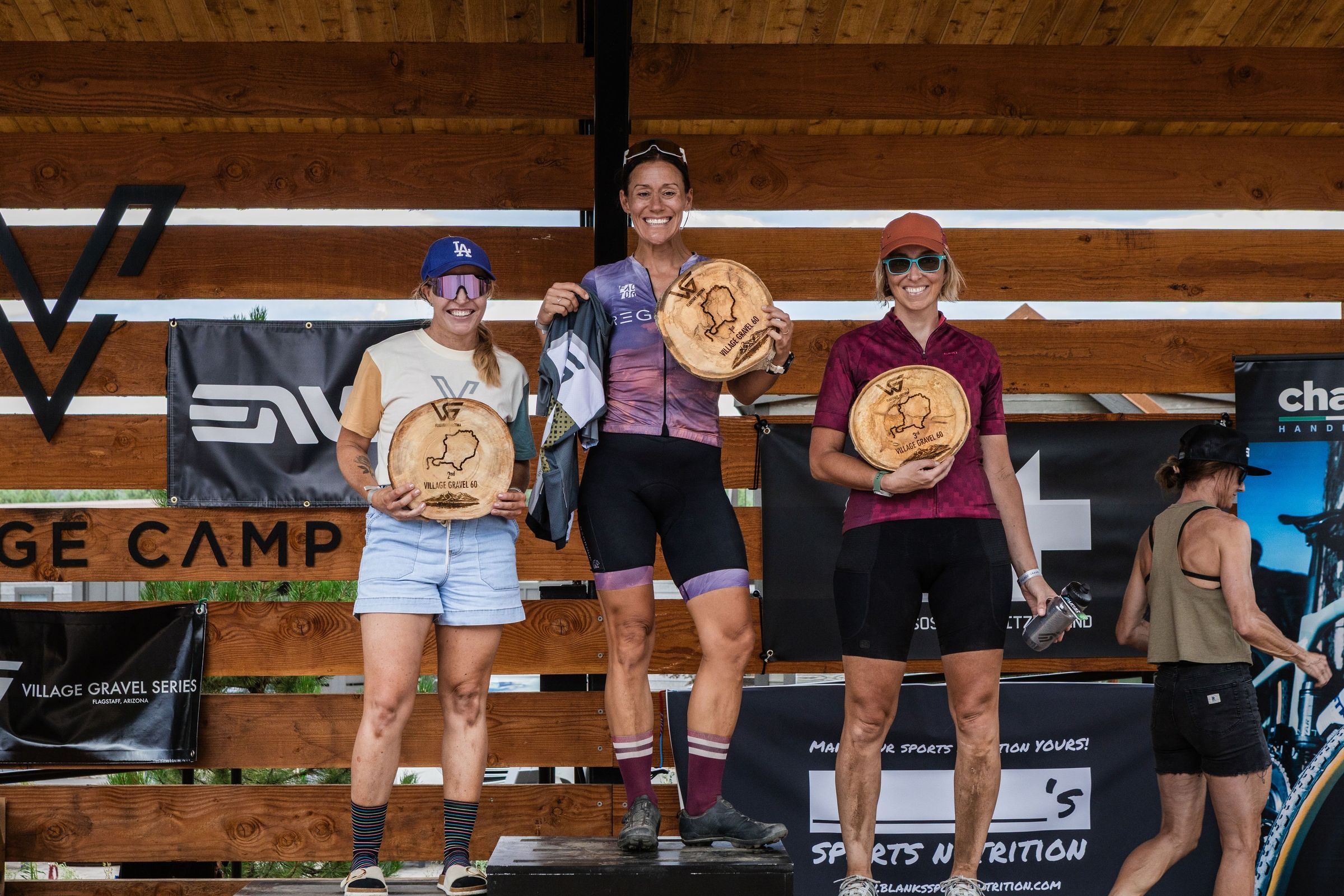 Riders on the podium at Village Gravel