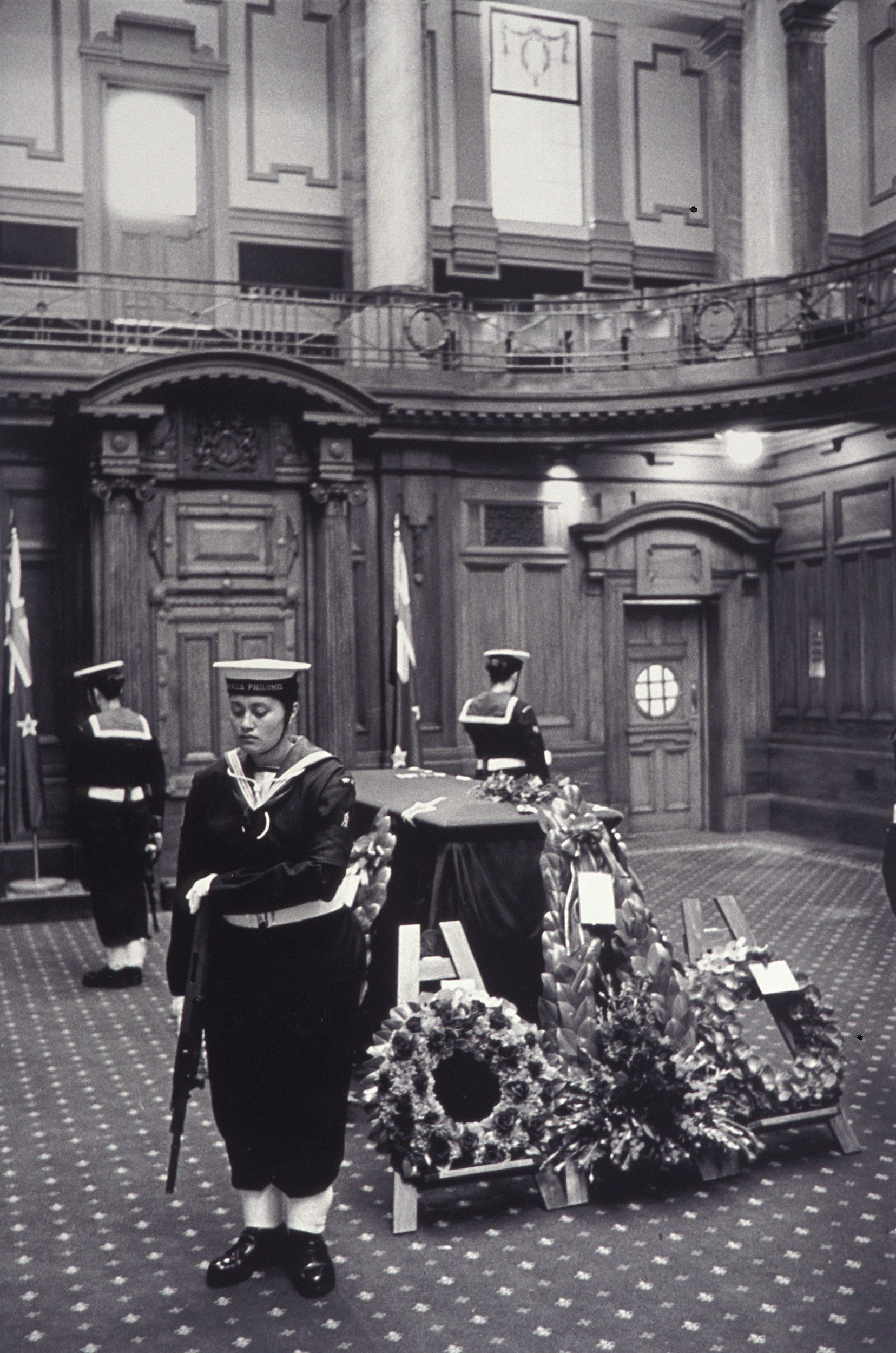 Tomb of the Unknown Warrior - Unknown Warrior lying in state at Parliament. Photo: David Straight