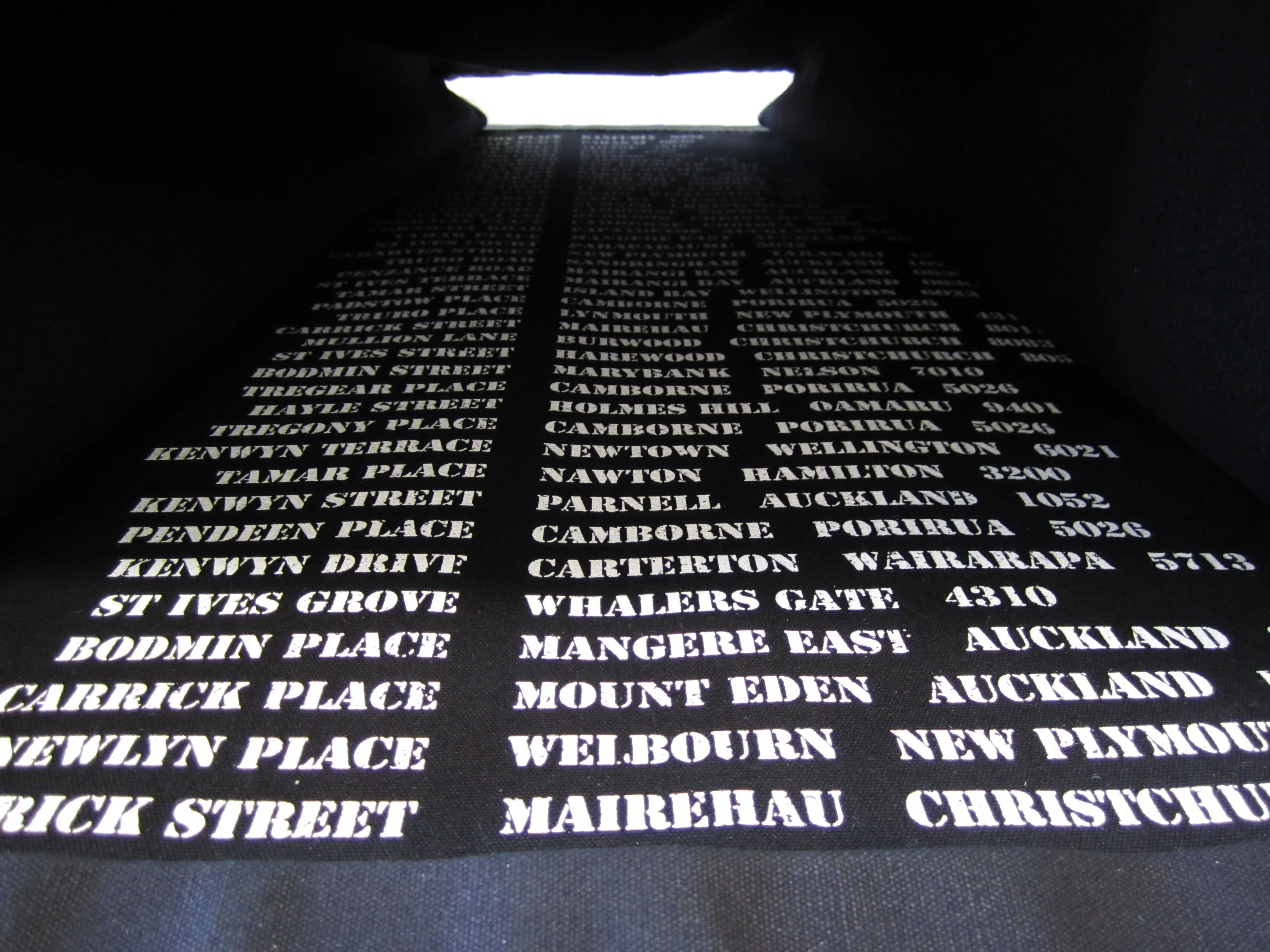 Reflections - Reflections (detail: Cornish place names). Photo: Genevieve Packer