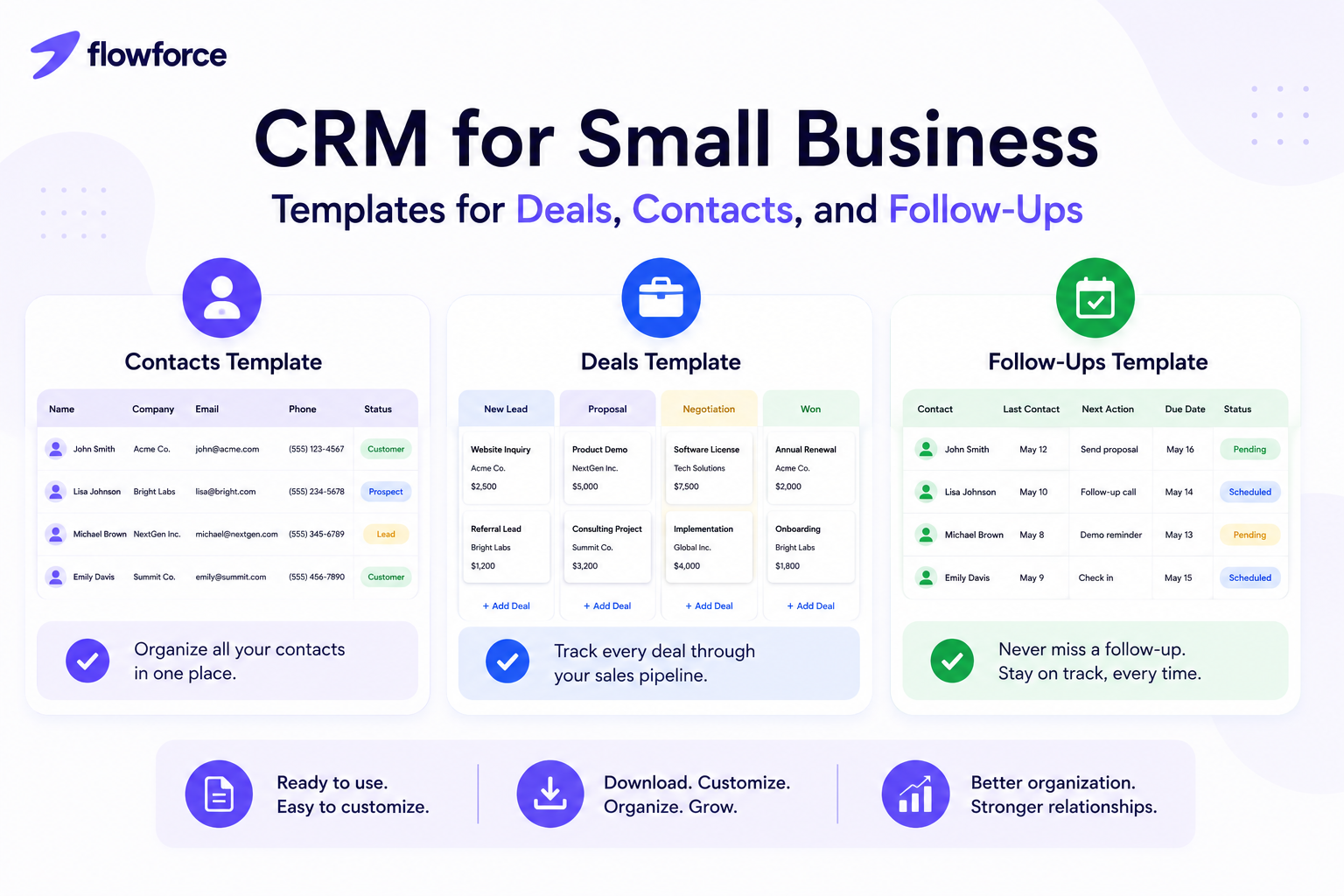 CRM for Small Business: Free Templates for Deals, Contacts, and Follow-Ups