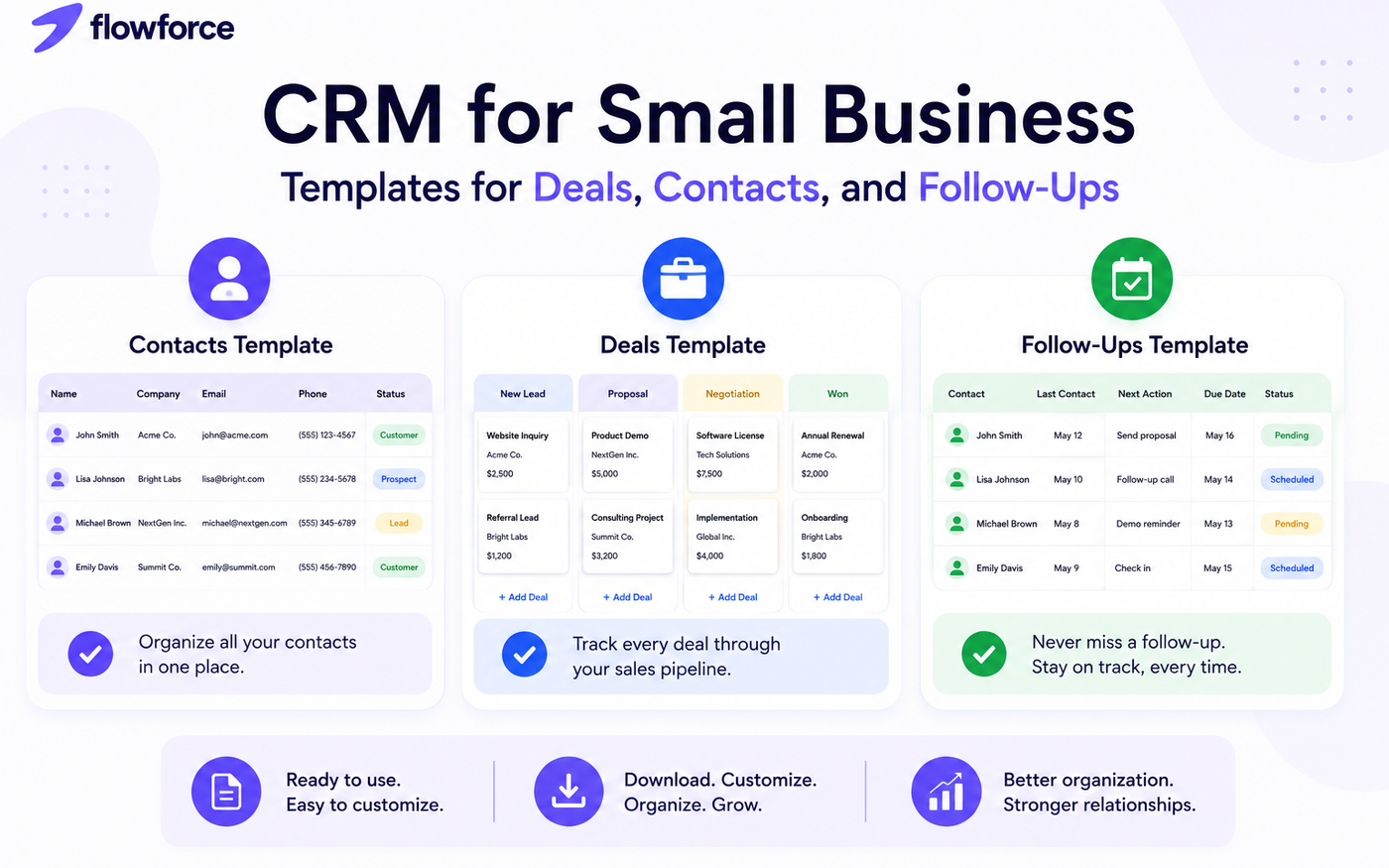 CRM for Small Business: Free Templates for Deals, Contacts, and Follow-Ups