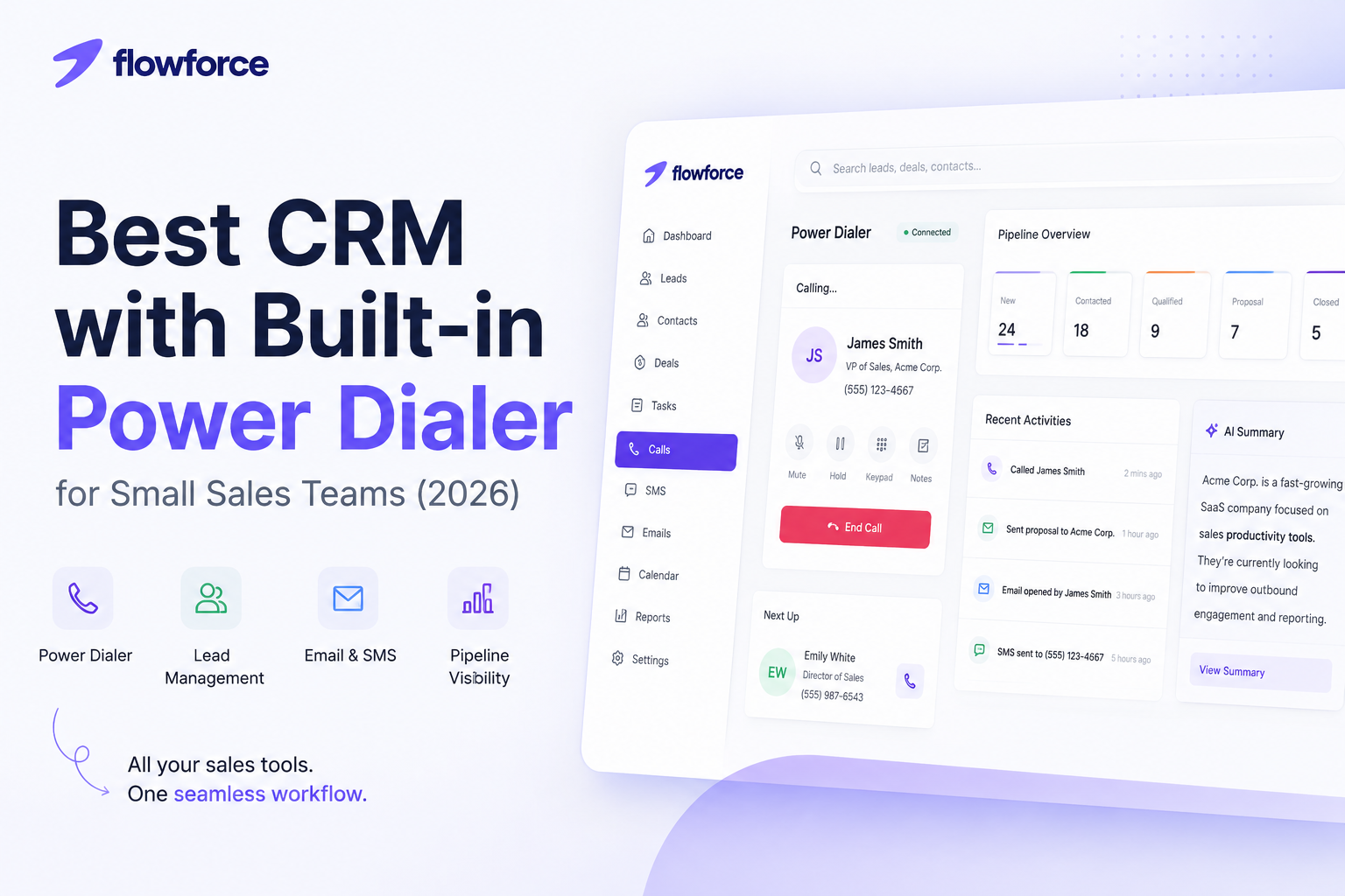 Best CRM with built-in power dialer for small sales teams (2026)