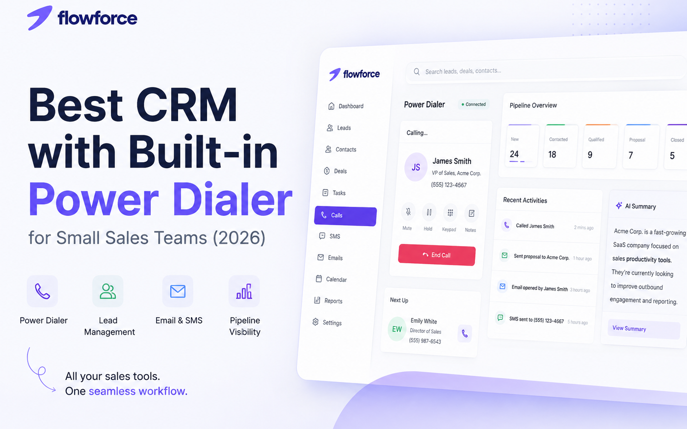 Best CRM with built-in power dialer for small sales teams (2026)