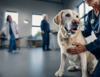 Senior Labrador during a veterinary examination