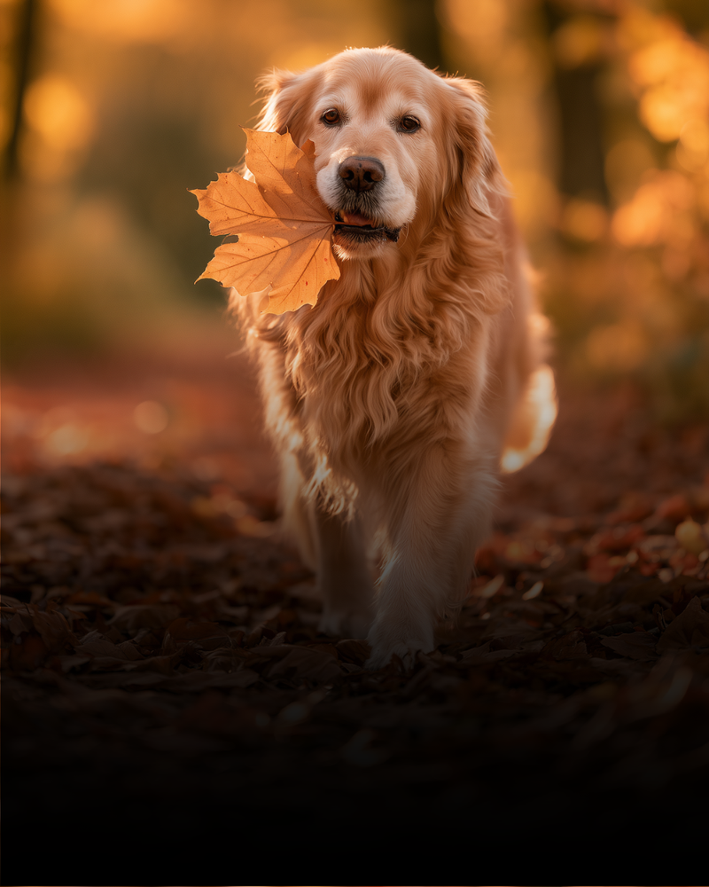 Chien qui se balade en forêt en automne malgré les articulations douloureuses