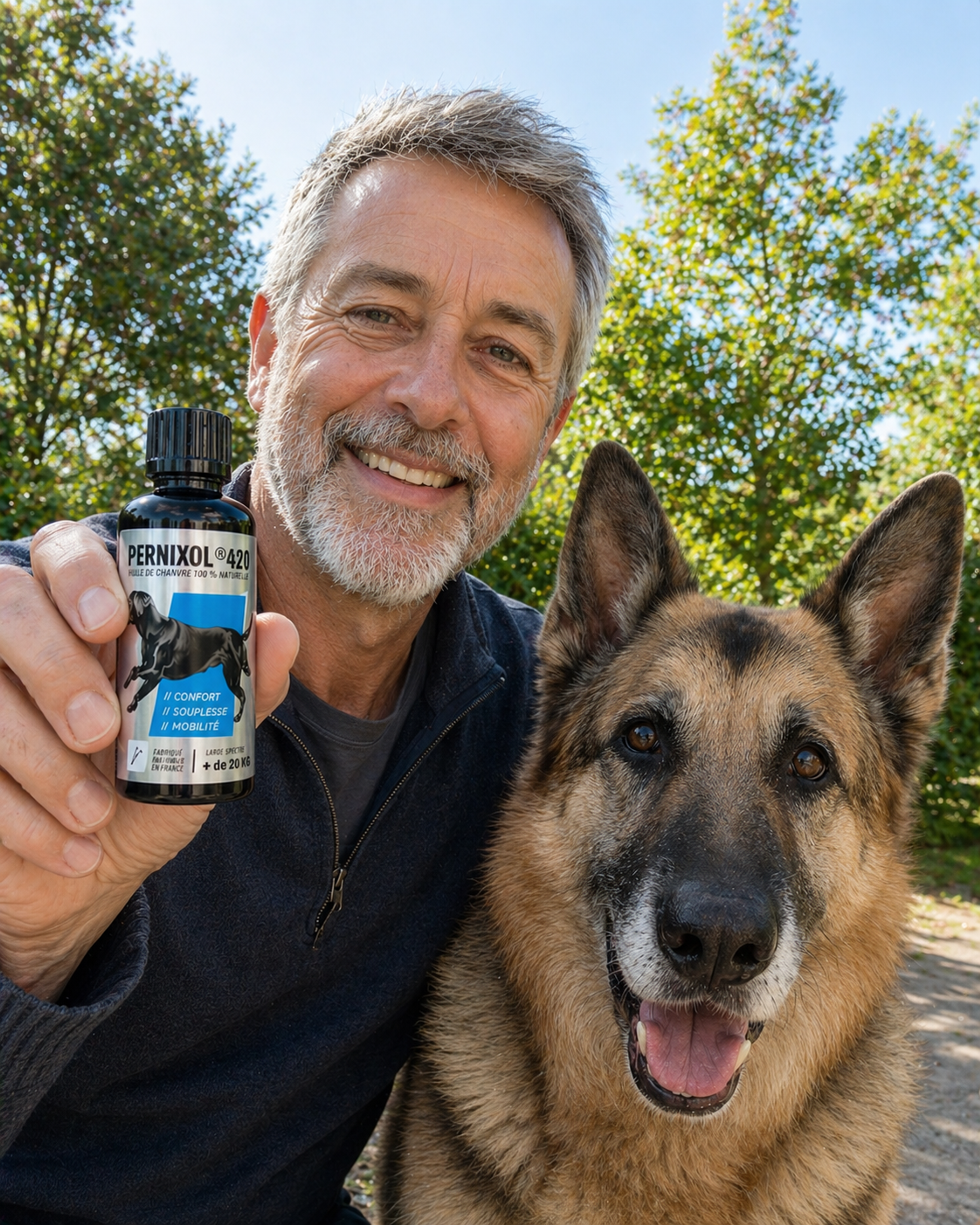 Un propriétaire de berger allemand et son chien