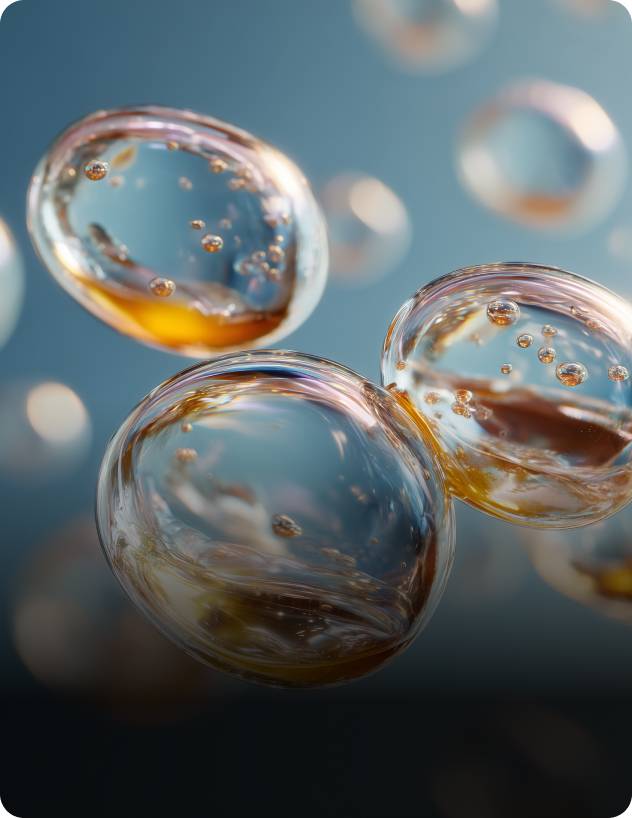 Vue macro d'une huile de microalgue