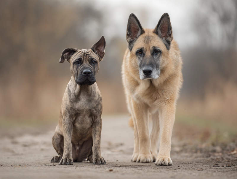 Chien jeune présentant une dysplasie et chien senior atteint d’arthrose, deux troubles articulaires différents mais liés.