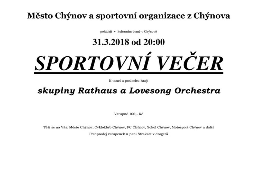 Sportovní večer 31. 3. 2018
