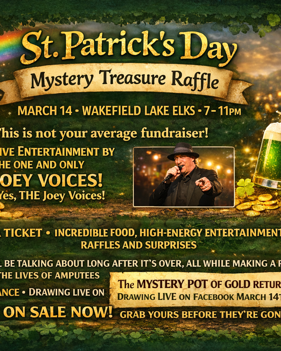 St. Patrick's Day Mystery Treasure Raffle — March 14, Wakefield Elks, 7–11 PM