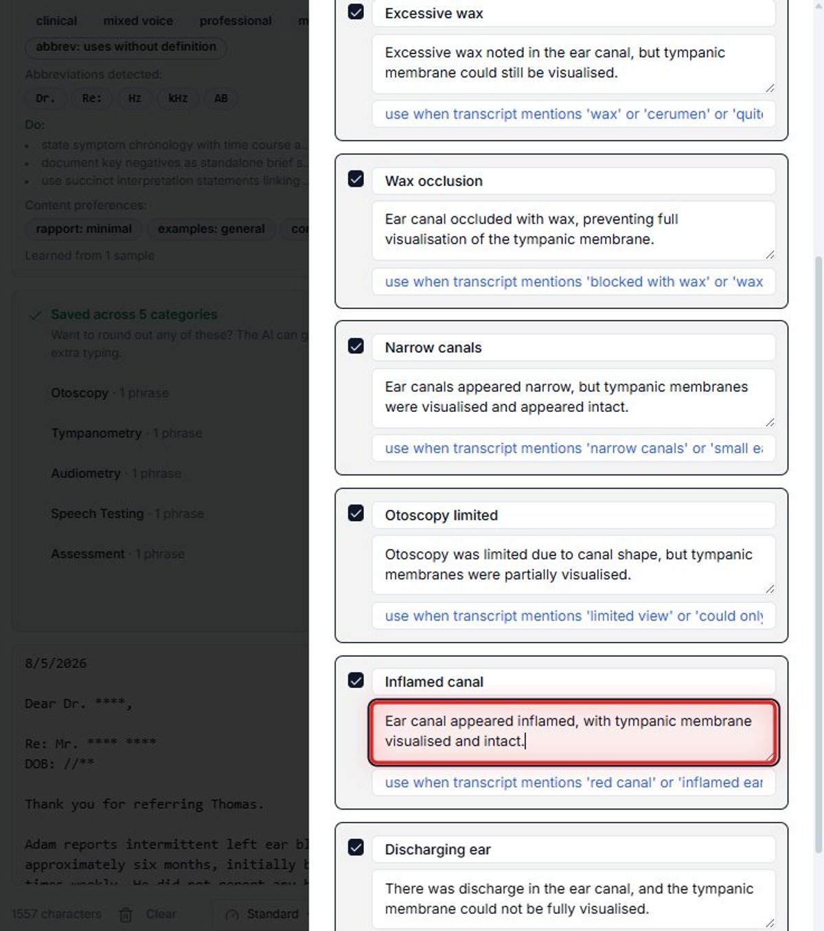 Step 9 — Review and edit generated phrases