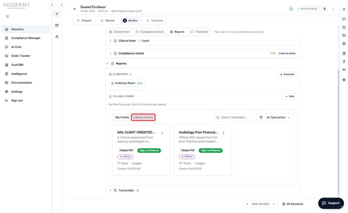 Step 4 — Click "Library Forms" if you don't have the form under "My Forms"