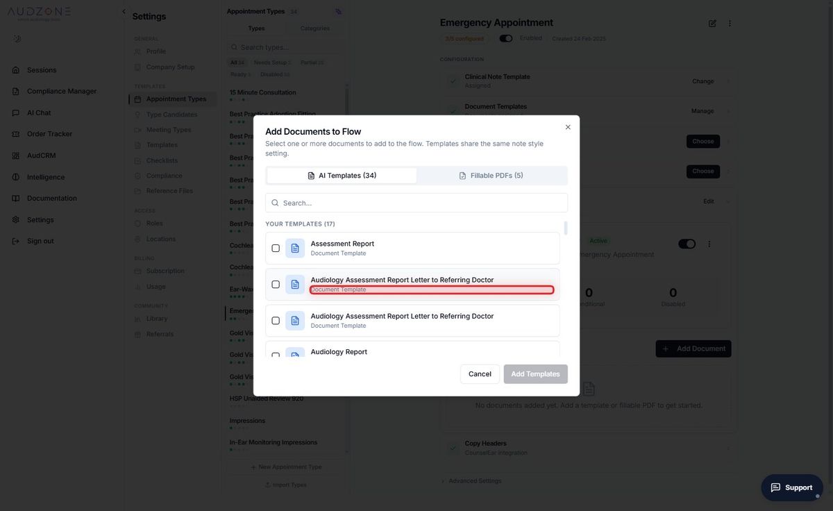 Step 10 — Select a document template