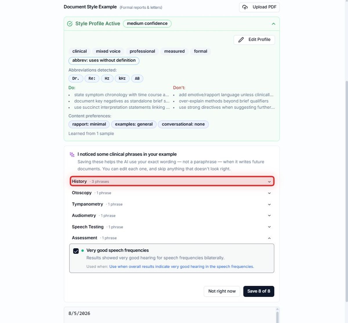 Step 3 — Review extracted clinical phrases