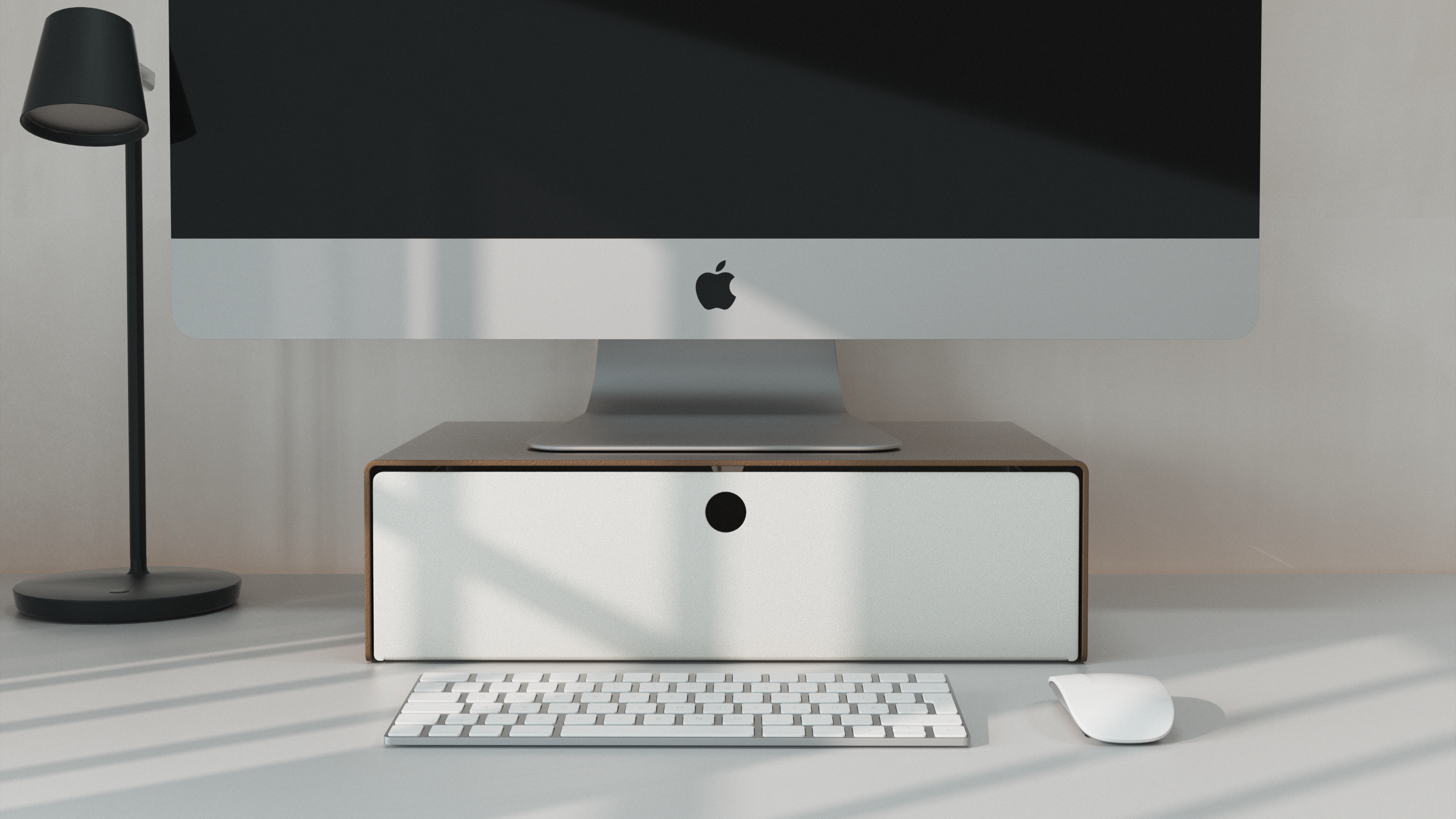 Laptop on the stand with a Drawer underneath