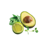 Creamy avocado with freshly picked herbs and a squeeze of lime.