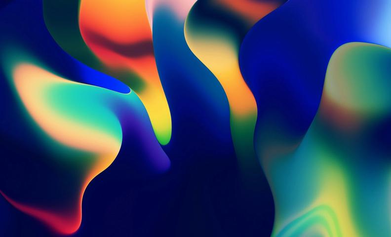 Красочный абстрактный фон с синей, желтой и оранжевой цветовой гаммой.