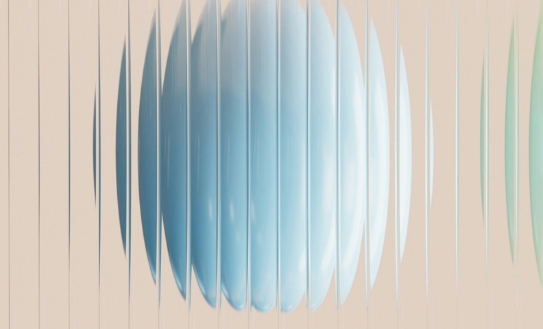 Kuvituskuva. Sininen pallo beigellä taustalla.