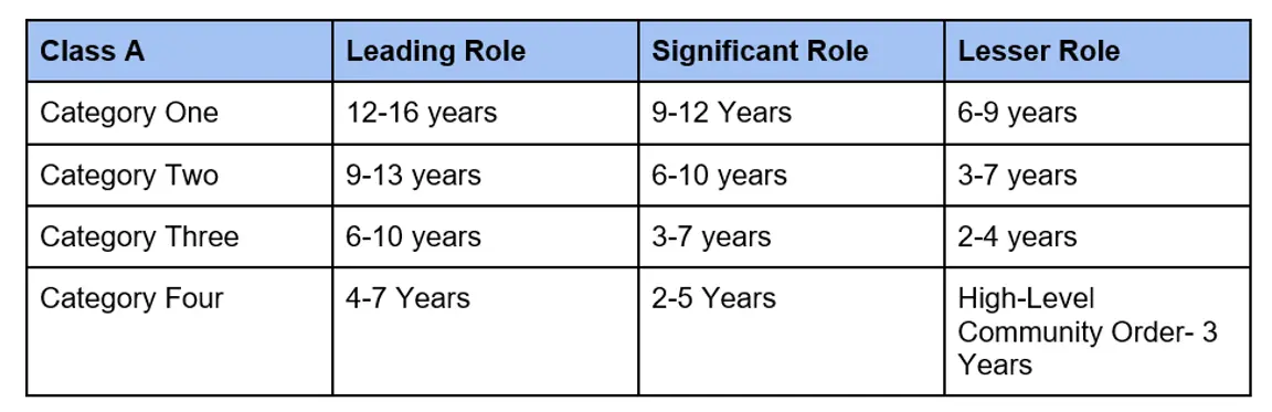 types of drug classifications and their sentencing guidelines