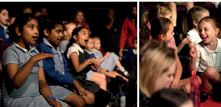 Children and young people sing along at The Big Sing, a large-scale concert at The Glasshouse.