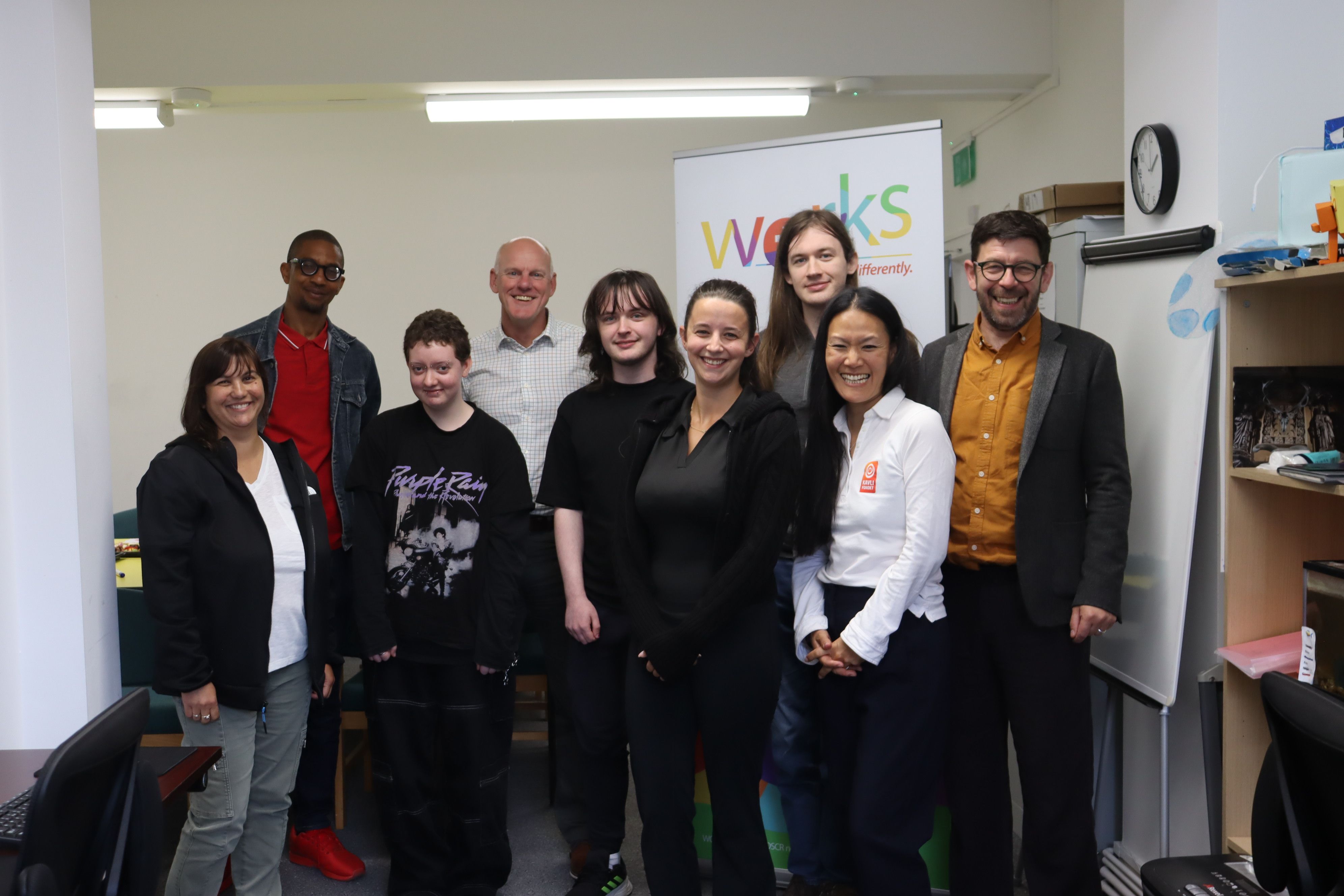Visiting Works+ in their offices in Ghalashiels with Kavli-ambassadors 