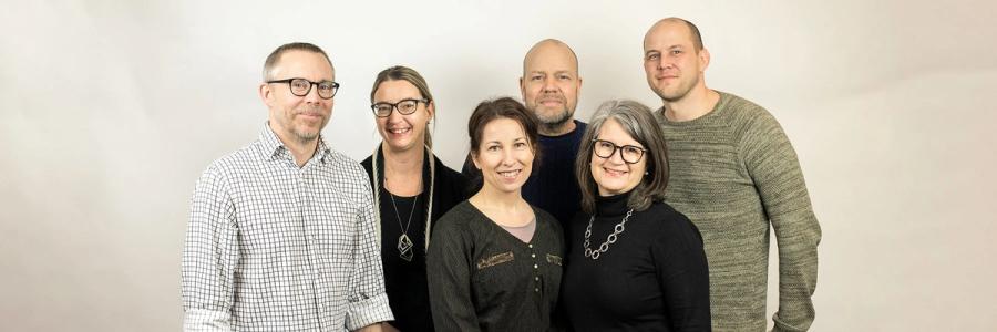 Erikshjälpen-teamet i Sverige, med generalsekretær Daniel Grahn og medarbeidere Mia Clewemar Lundquist, Birgitta Johansson, Ann-Sophie Palmér, Mattias Inggesson og Ola Olsson.