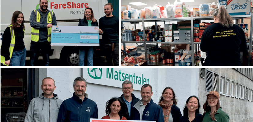 Bildekollasj fra matsentraler i England, Norge og Sverige.