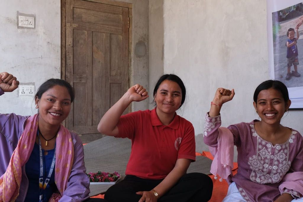 Från vänster: Sunita Harijan, Samiksha Ranamagar och Samiksha Sinjali. Alla deltagare i Samvad.