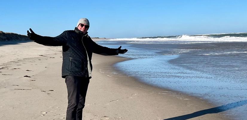 THE MAN BY THE SEA: Bjarne Hansen on the beach in Boston, where the film Manchester By The Sea was shot.