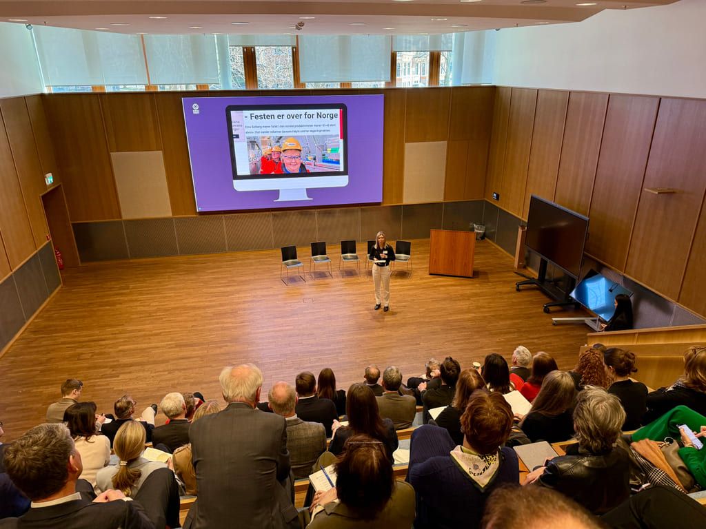 Ingrid Paasche of Kavli Trust speaking at the Norwegian Foundations Association seminar in March 2025.