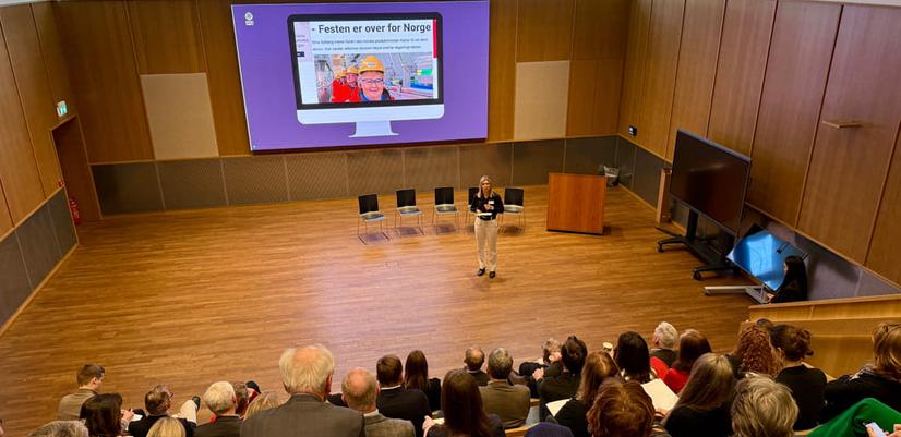 Ingrid Paasche of Kavli Trust speaking at the Norwegian Foundations Association seminar in March 2025.