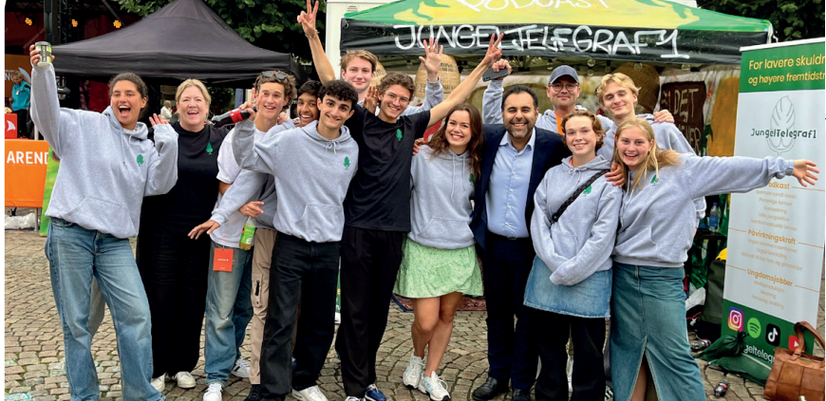 Group photo: Here from a podcast recording with the President of the Storting (Norwegian parliament) Masud Gharahkhani.