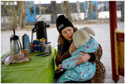 Mother and daughter enjoy a hot meal at Unga Station in Stockholm.