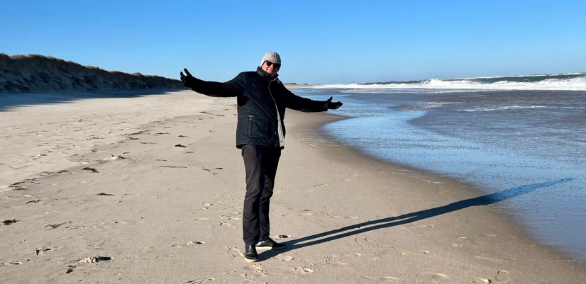 Bjarne Hansen on the beach in Boston, where the film Manchester By The Sea was shot.