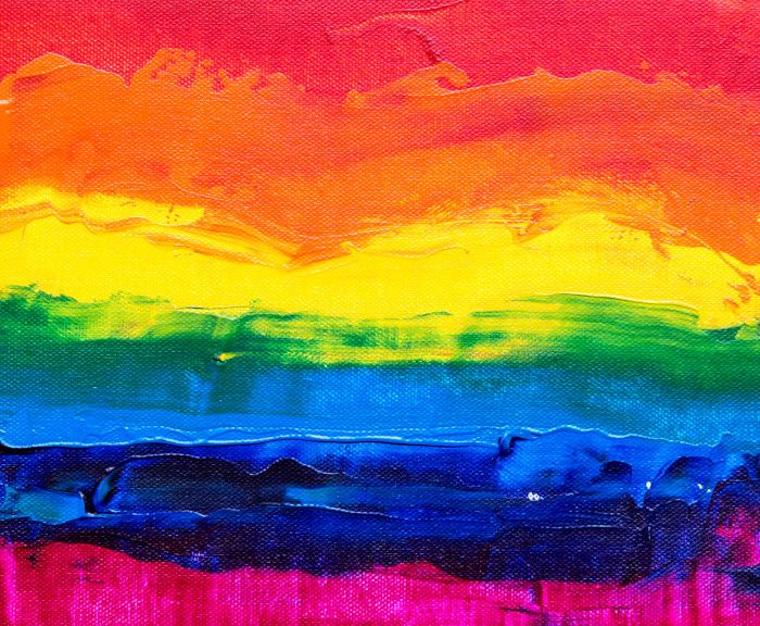 A rainbow painting representing the LGBTQIA+ flag.