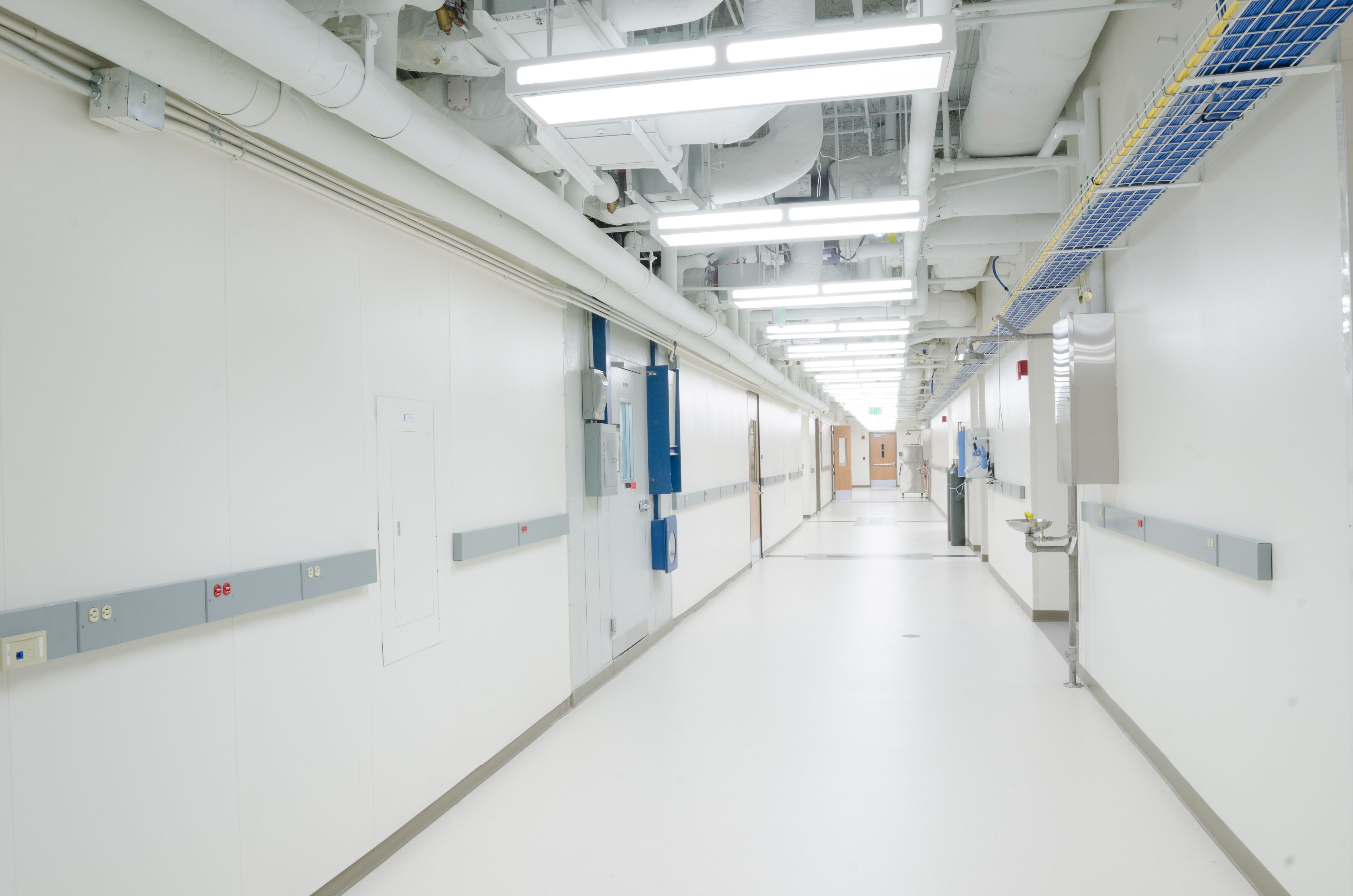 Completed clinical workspace interior at Roswell Park