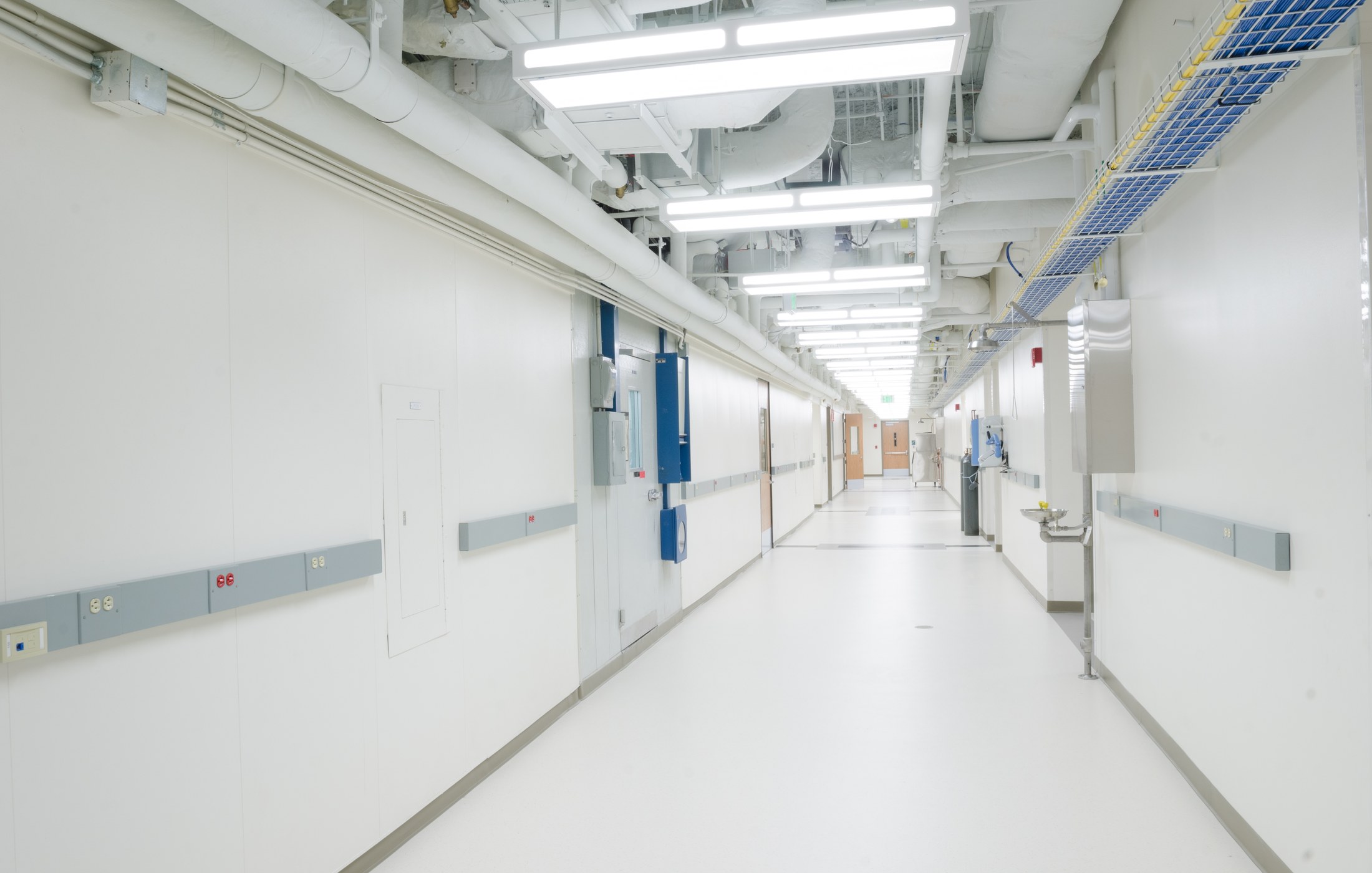 Completed clinical workspace interior at Roswell Park
