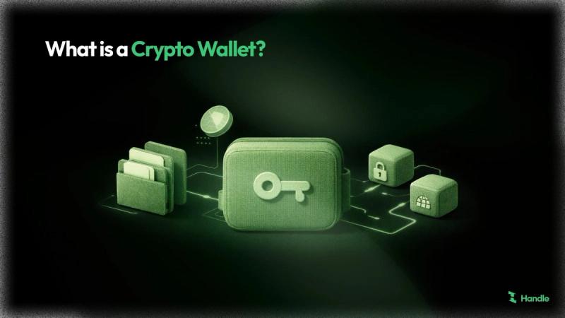 Illustration of a green key opening a digital wallet, with the title What is a crypto wallet?