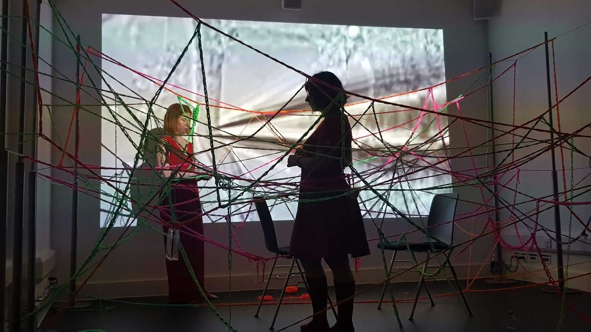 Artists Barbara Touati-Evans and Susan Merrick performing Touch Cells
