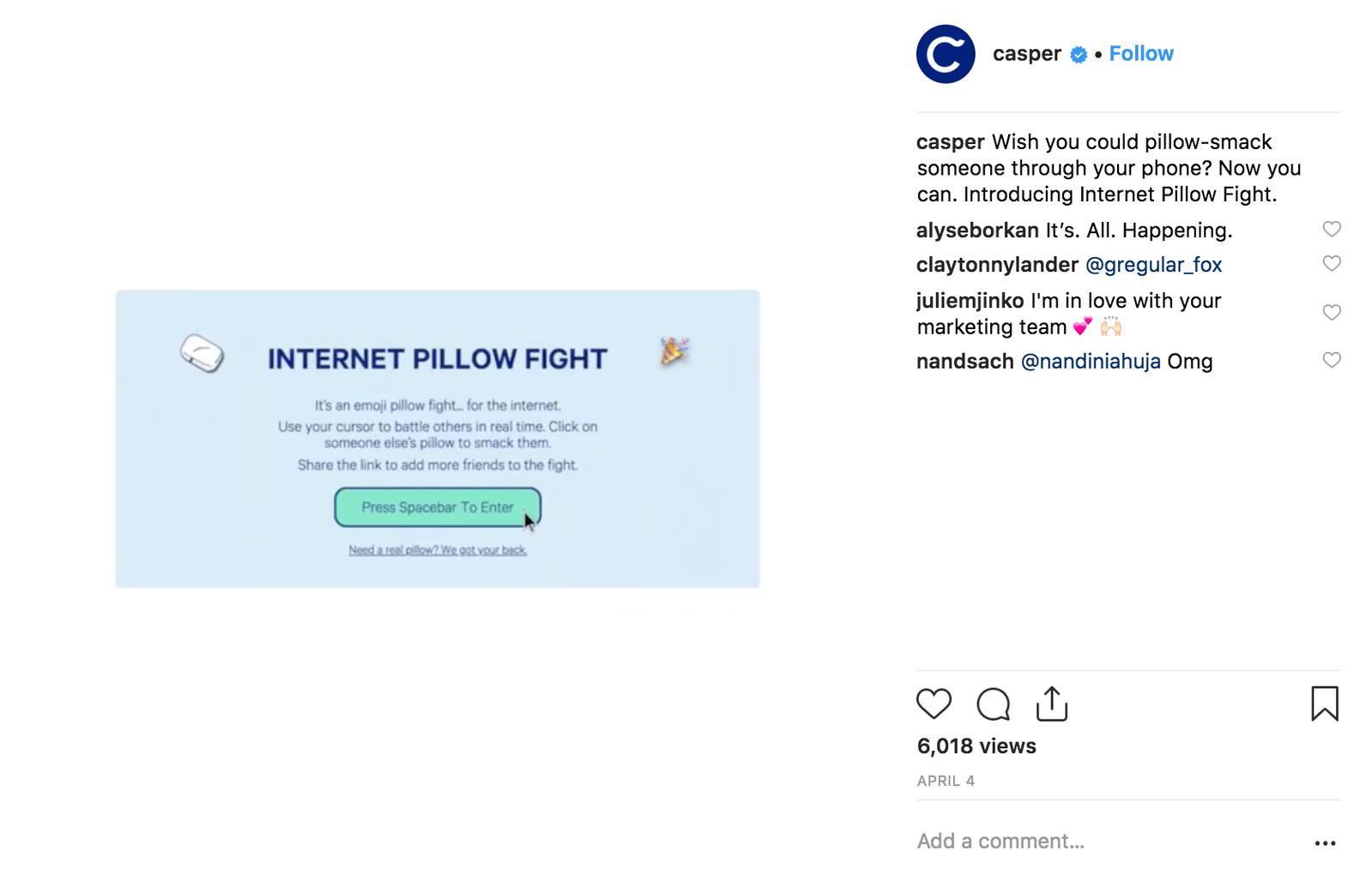 Mejores Campañas de Instagram 2018 - Casper - Sked Social