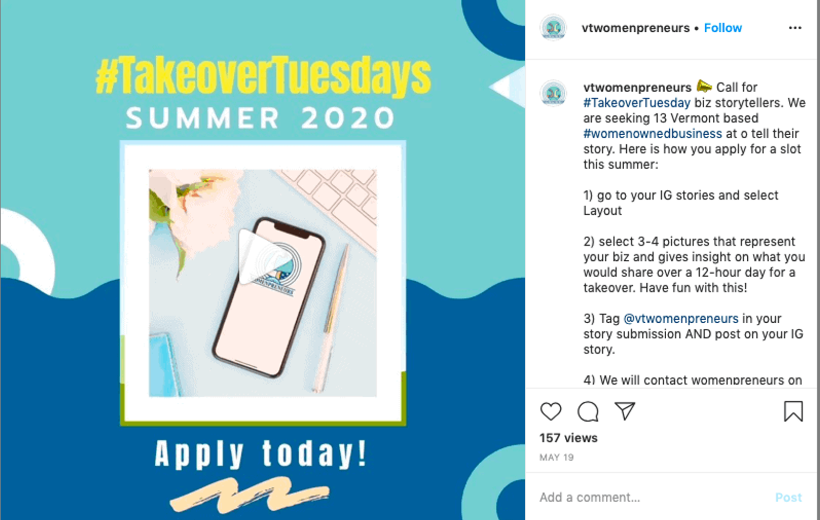 Instagram takeover example.