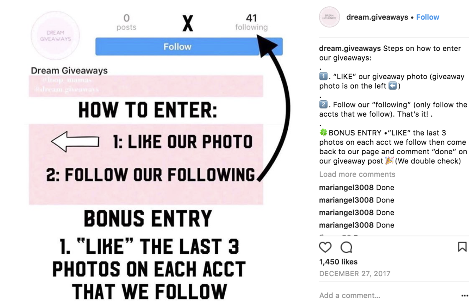 sorteo en bucle de Instagram