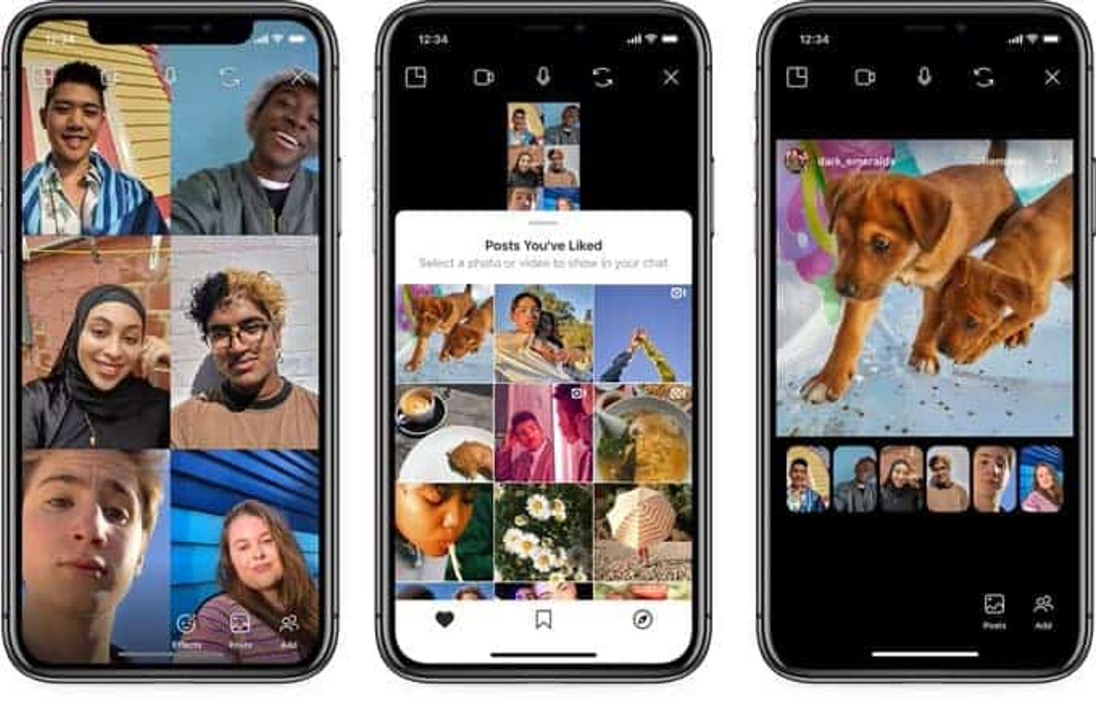 Imagen que muestra tener una llamada de Instagram con un grupo de personas al mismo tiempo.
