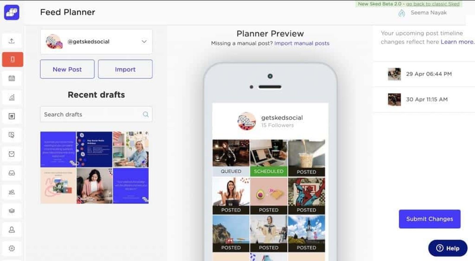 Instagram feed planner from Sked Social