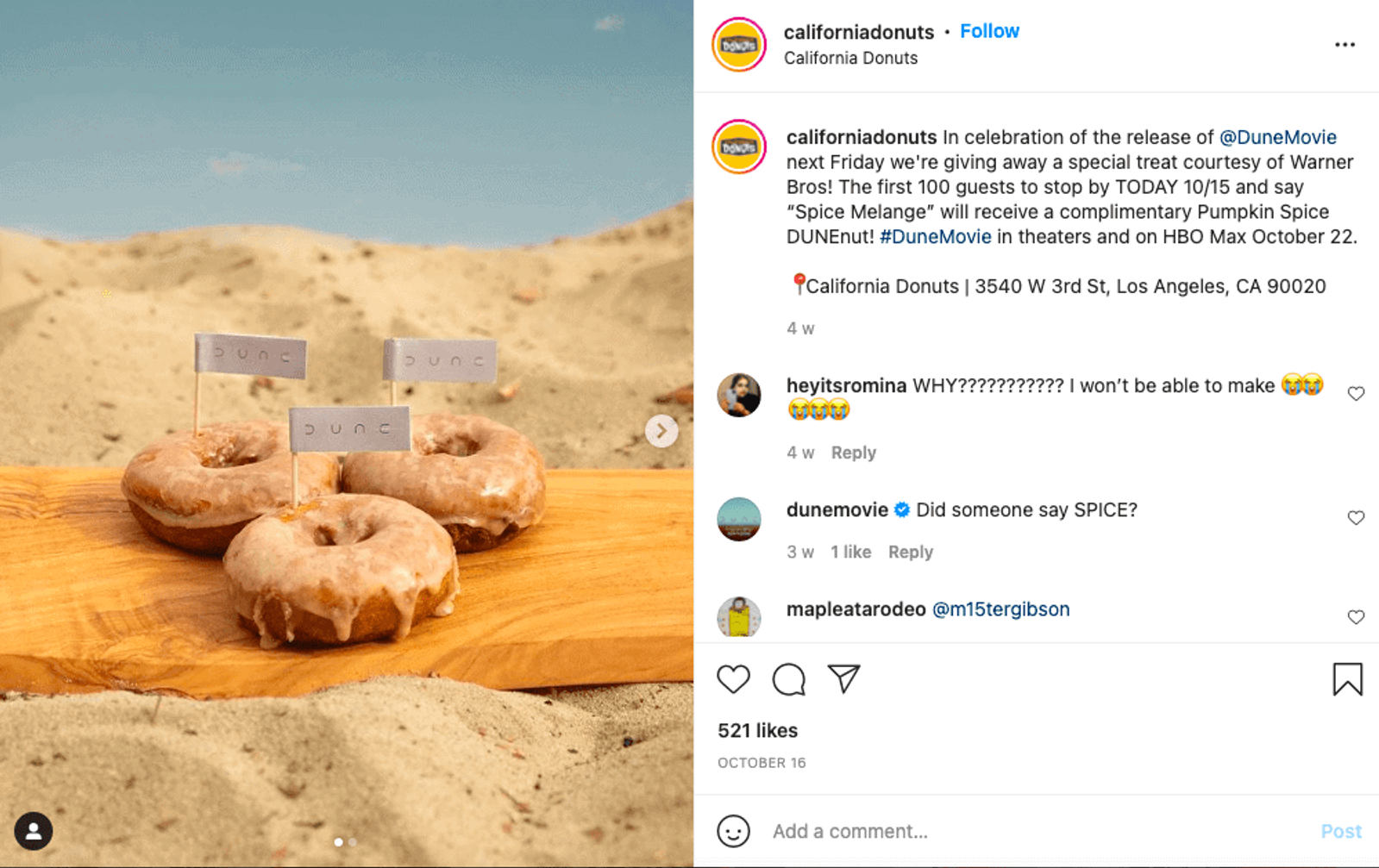 California Donuts with a picture of three donuts at the beach