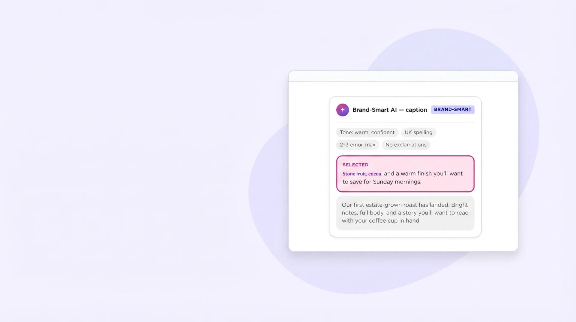 Sked Brand-Smart AI caption suggestions in your brand voice.