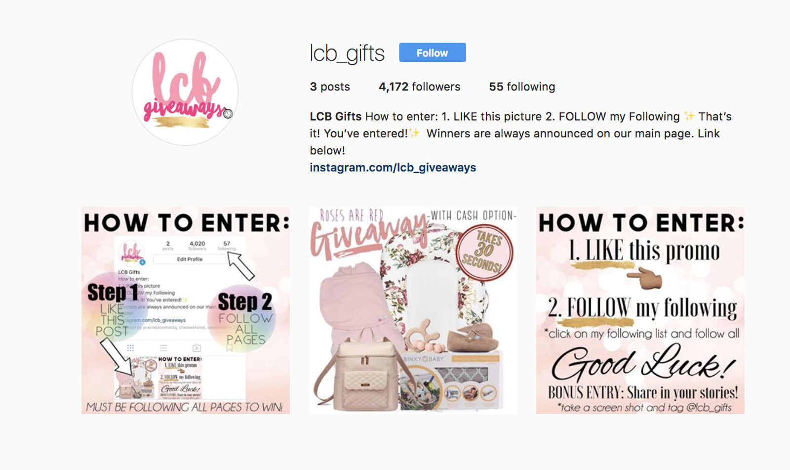 sorteo en bucle de Instagram