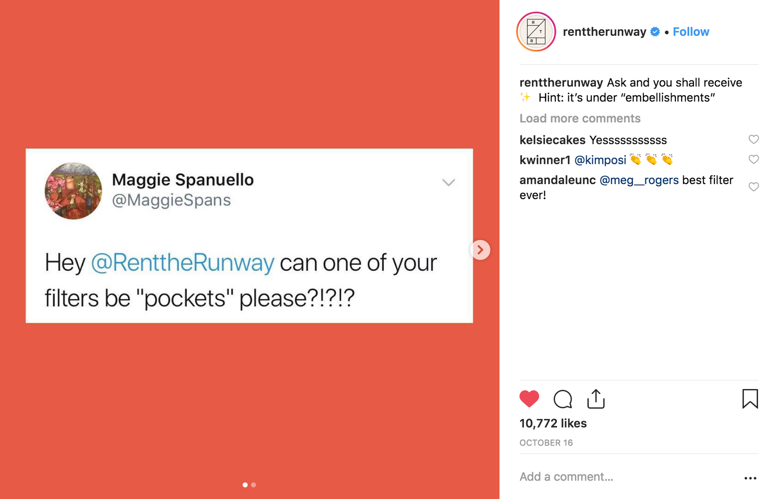 Mejores Campañas de Instagram 2018 - Rent The Runway - Sked Social