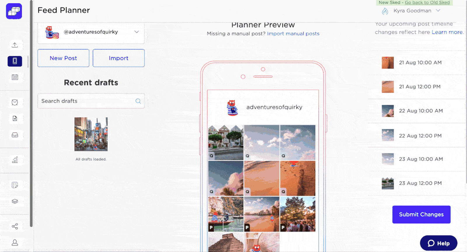Planificador Visual de Instagram de Sked Social.