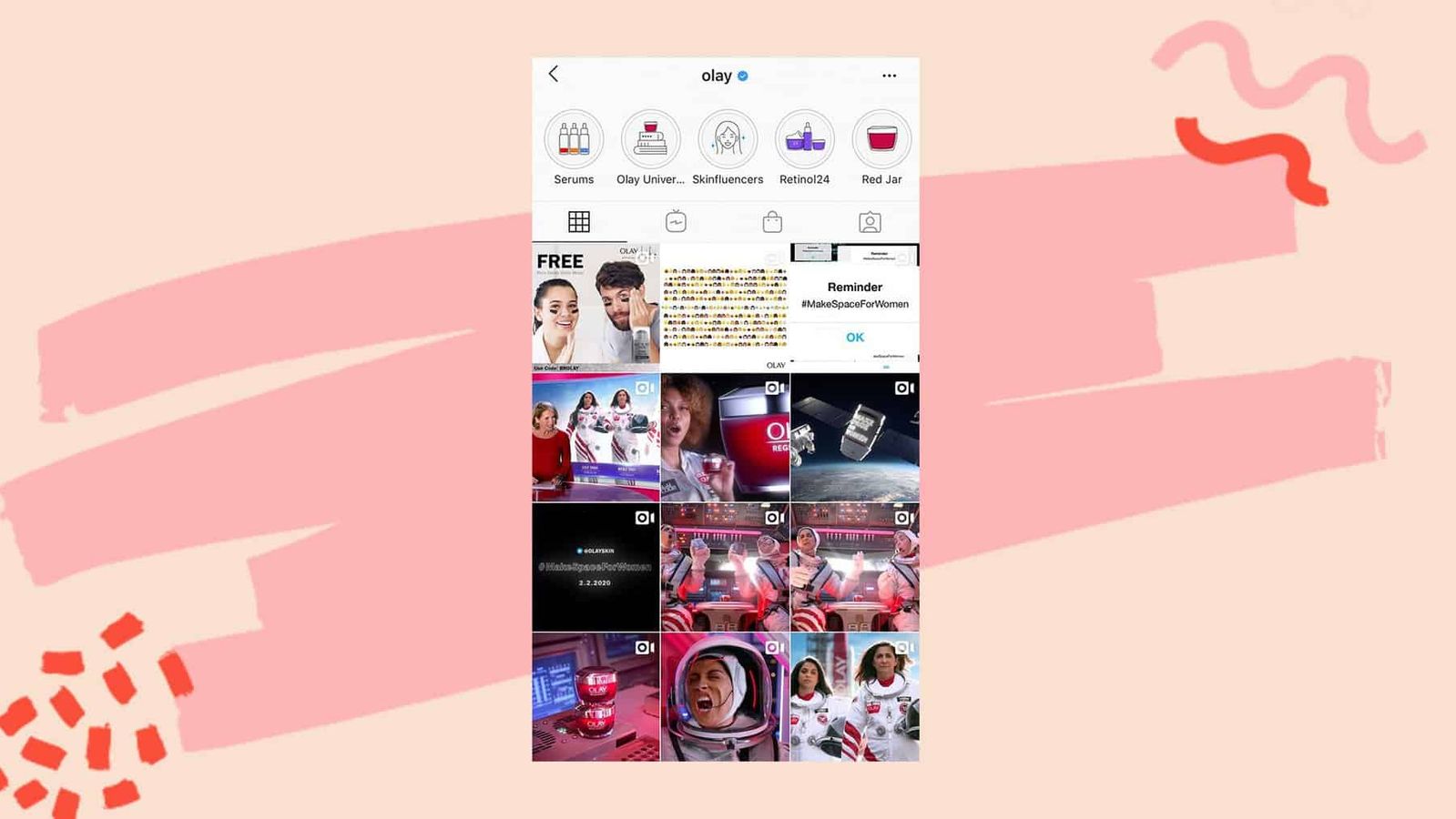 Cuadrícula de Instagram de Olay